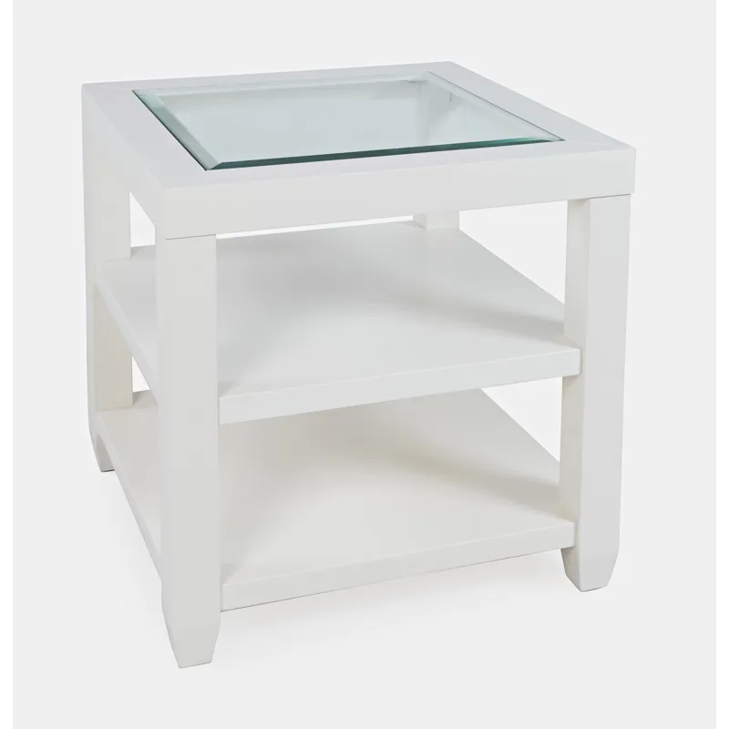 Urban Icon Contemporary Glass Inlay End Table With Storage
