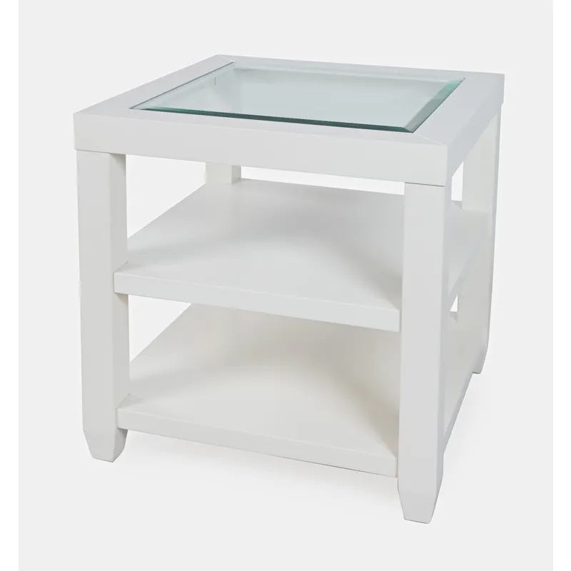 Urban Icon Contemporary Glass Inlay End Table With Storage