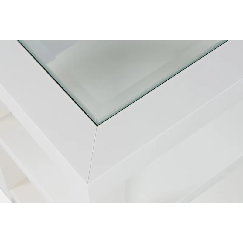 Urban Icon Contemporary Glass Inlay Chair Side End Table With Storage