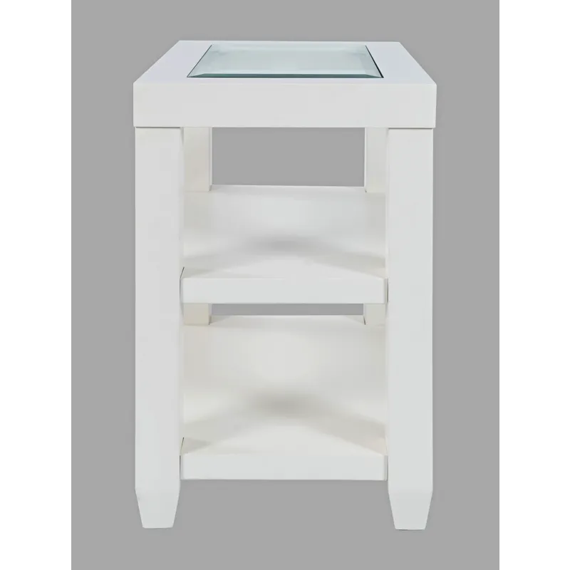 Urban Icon Contemporary Glass Inlay Chair Side End Table With Storage