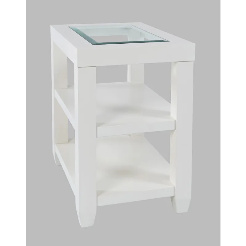 Urban Icon Contemporary Glass Inlay Chair Side End Table With Storage