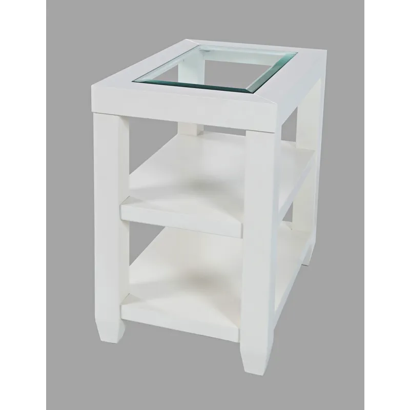 Urban Icon Contemporary Glass Inlay Chair Side End Table With Storage