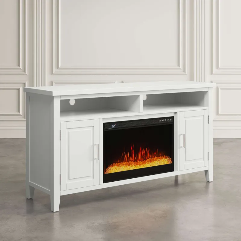 Urban Icon Contemporary 60-Inch Storage Console TV Stand With Electric Fireplace