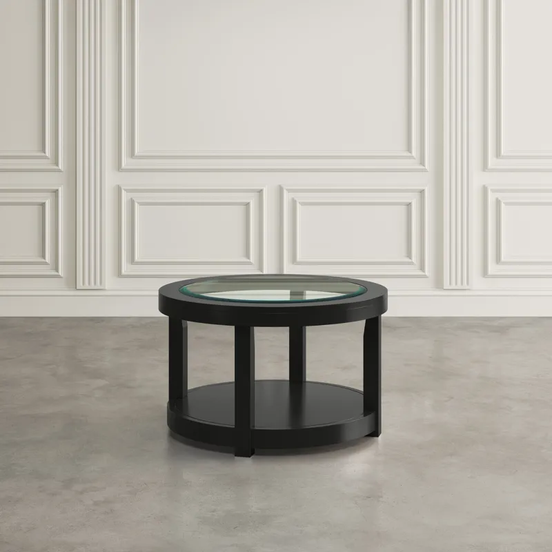 Urban Icon Contemporary Round Glass Inlay Coffee Table