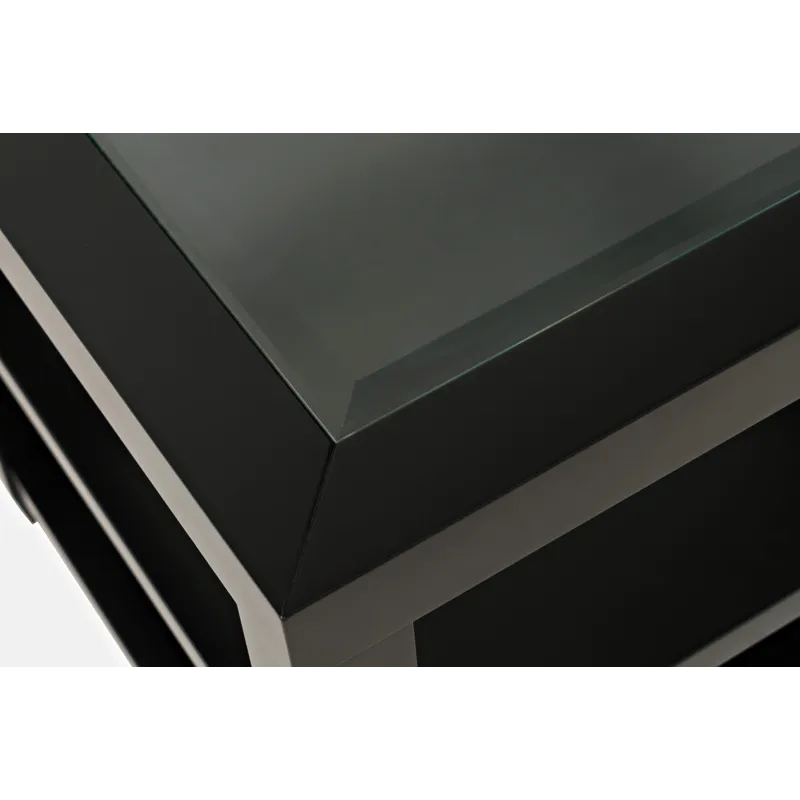 Urban Icon Contemporary Glass Inlay End Table With Storage