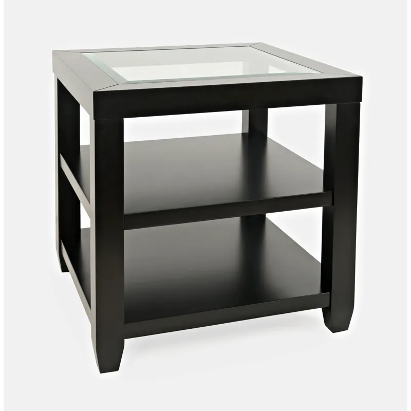 Urban Icon Contemporary Glass Inlay End Table With Storage