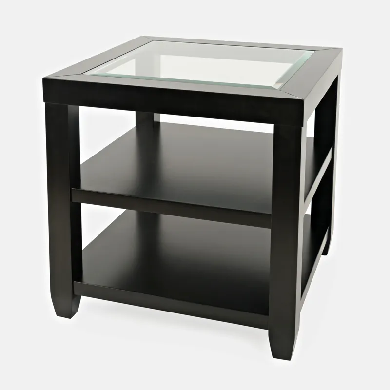 Urban Icon Contemporary Glass Inlay End Table With Storage