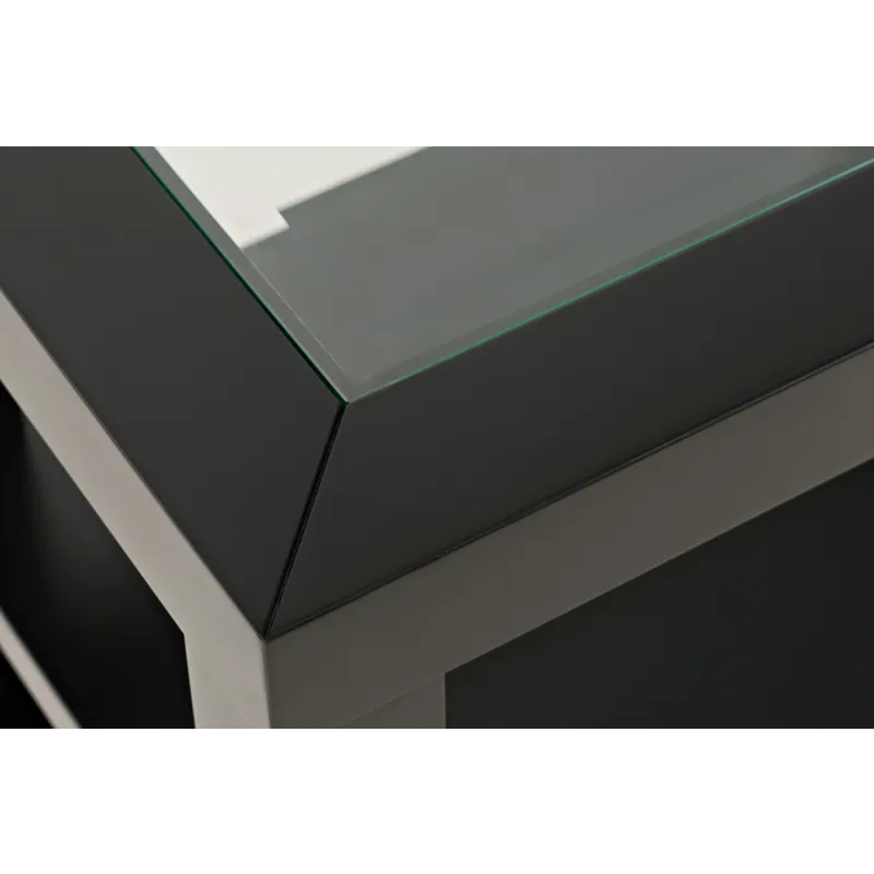 Urban Icon Contemporary Glass Inlay Chair Side End Table With Storage