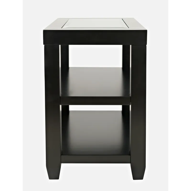 Urban Icon Contemporary Glass Inlay Chair Side End Table With Storage