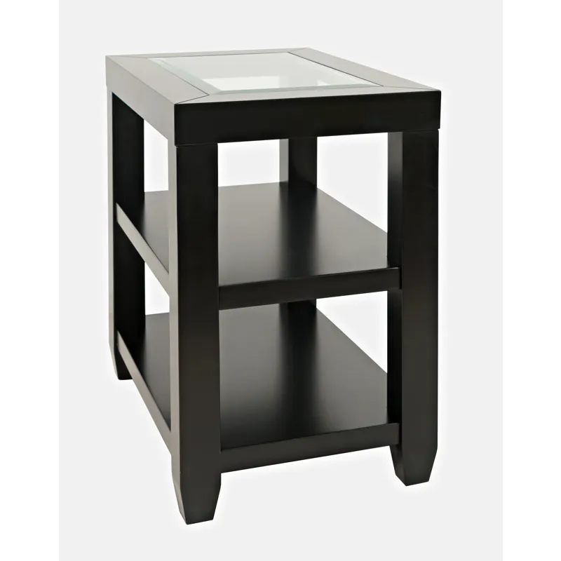 Urban Icon Contemporary Glass Inlay Chair Side End Table With Storage