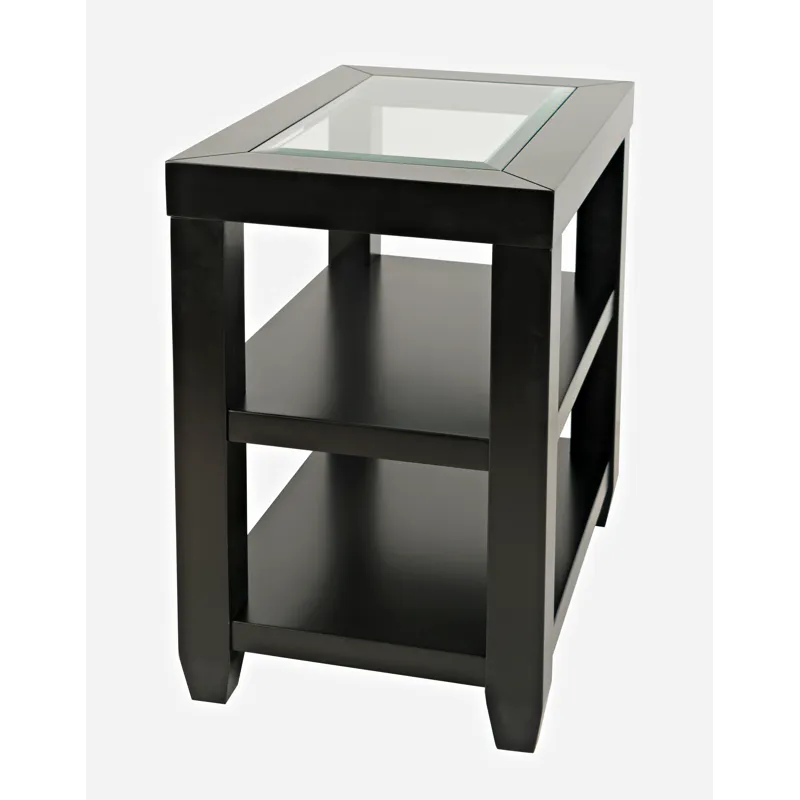 Urban Icon Contemporary Glass Inlay Chair Side End Table With Storage