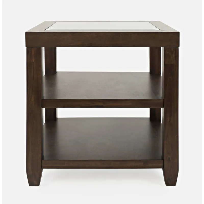 Urban Icon Contemporary Glass Inlay End Table With Storage