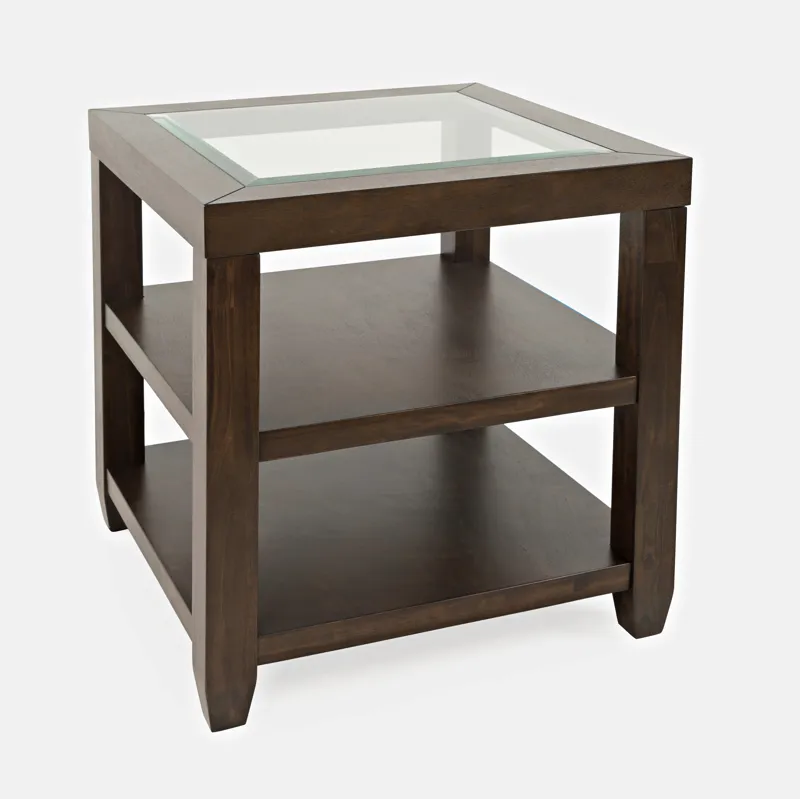 Urban Icon Contemporary Glass Inlay End Table With Storage