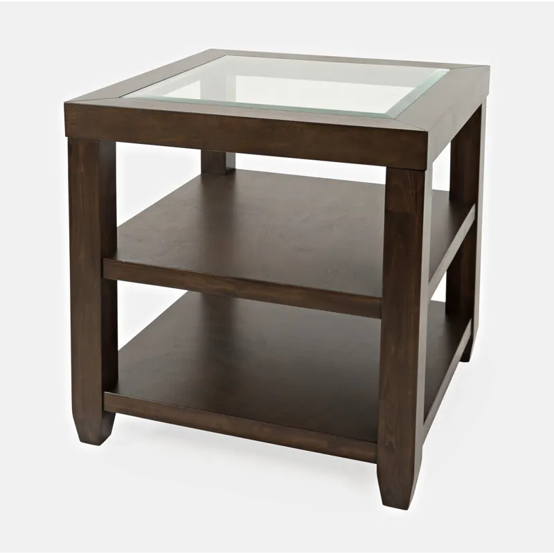 Urban Icon Contemporary Glass Inlay End Table With Storage