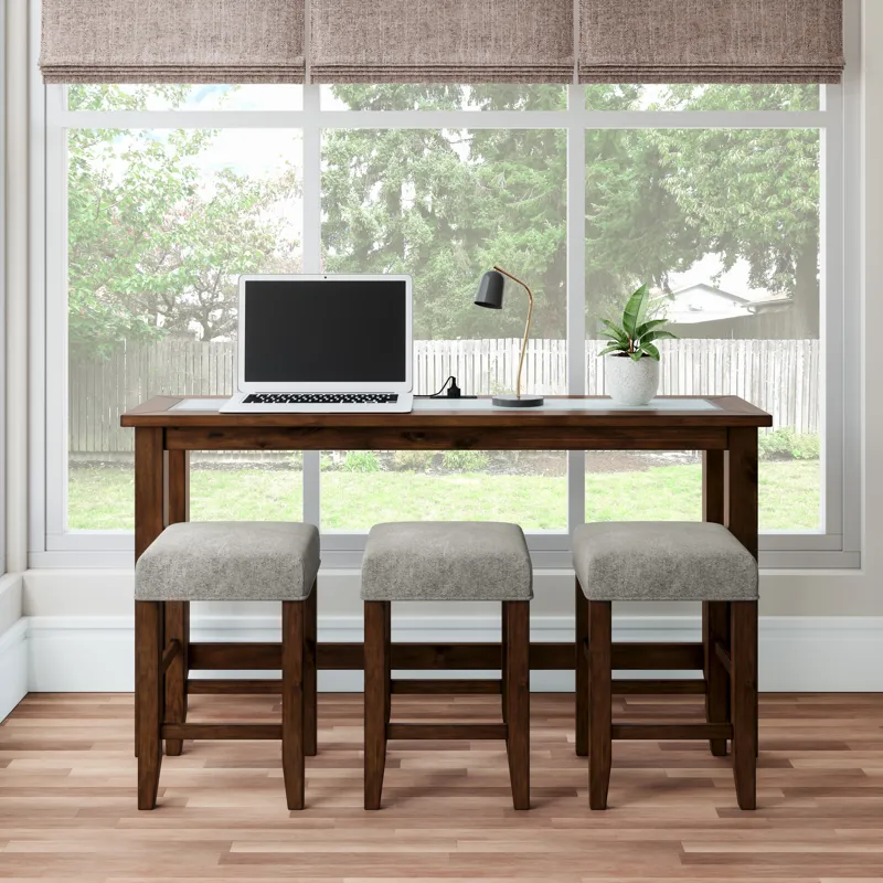 Urban Icon Contemporary 4 Piece Counter Height 66\" Dining Table Set With USB Charging