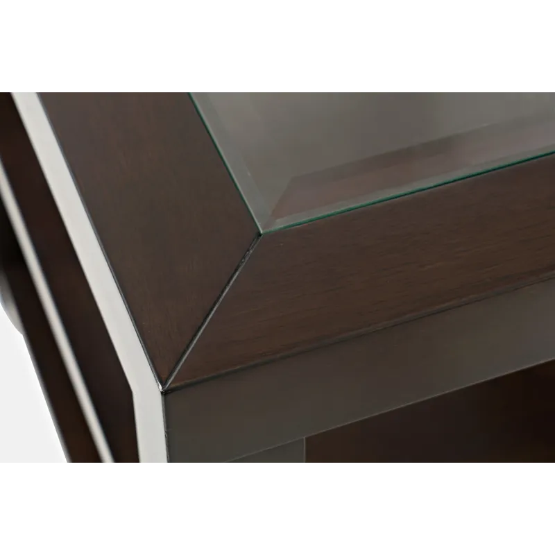 Urban Icon Contemporary Glass Inlay Chair Side End Table With Storage