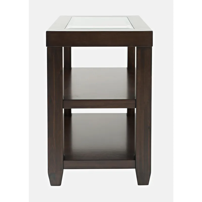 Urban Icon Contemporary Glass Inlay Chair Side End Table With Storage