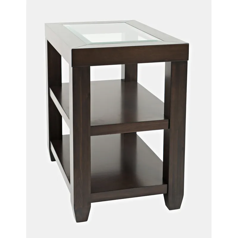 Urban Icon Contemporary Glass Inlay Chair Side End Table With Storage