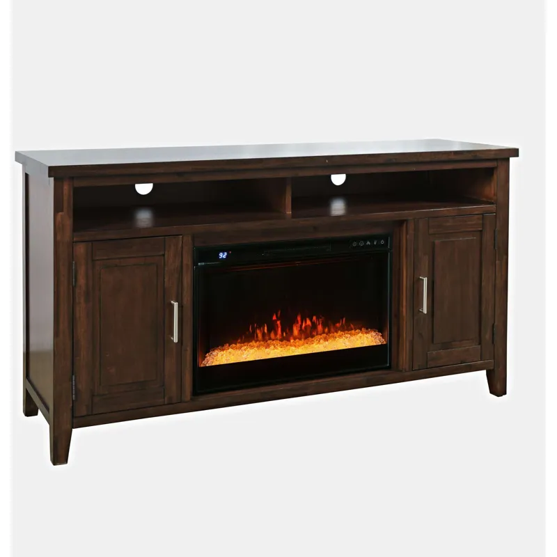 Urban Icon Contemporary 60-Inch Storage Console TV Stand With Electric Fireplace