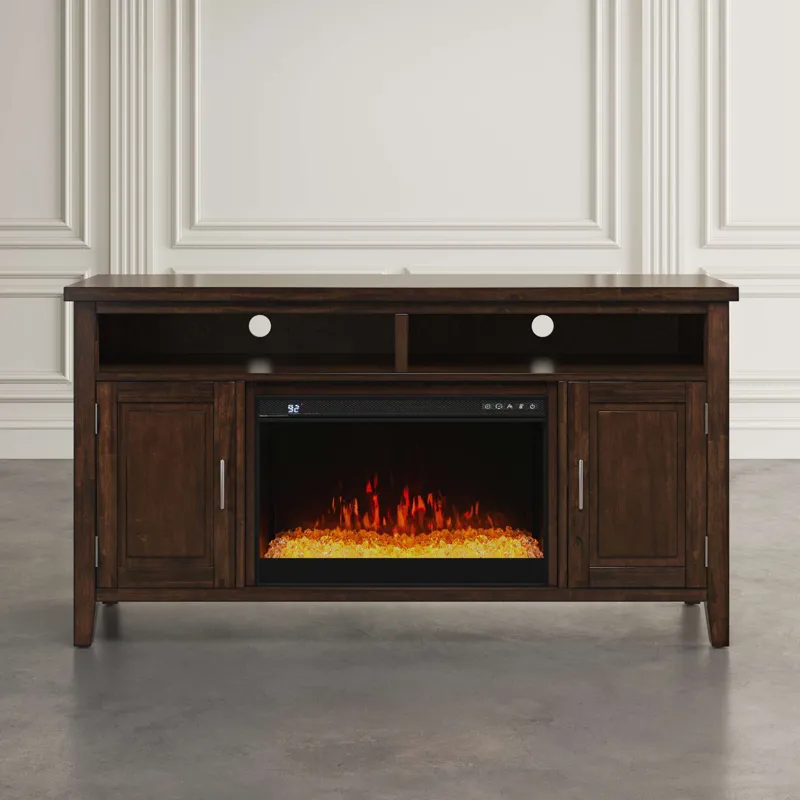 Urban Icon Contemporary 60-Inch Storage Console TV Stand With Electric Fireplace