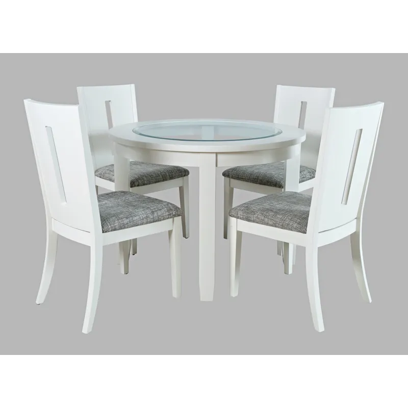 Urban Icon Contemporary 42\" Round Five-Piece Dining Set With Upholstered Chairs