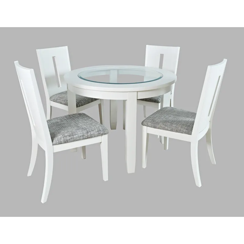 Urban Icon Contemporary 42\" Round Five-Piece Dining Set With Upholstered Chairs