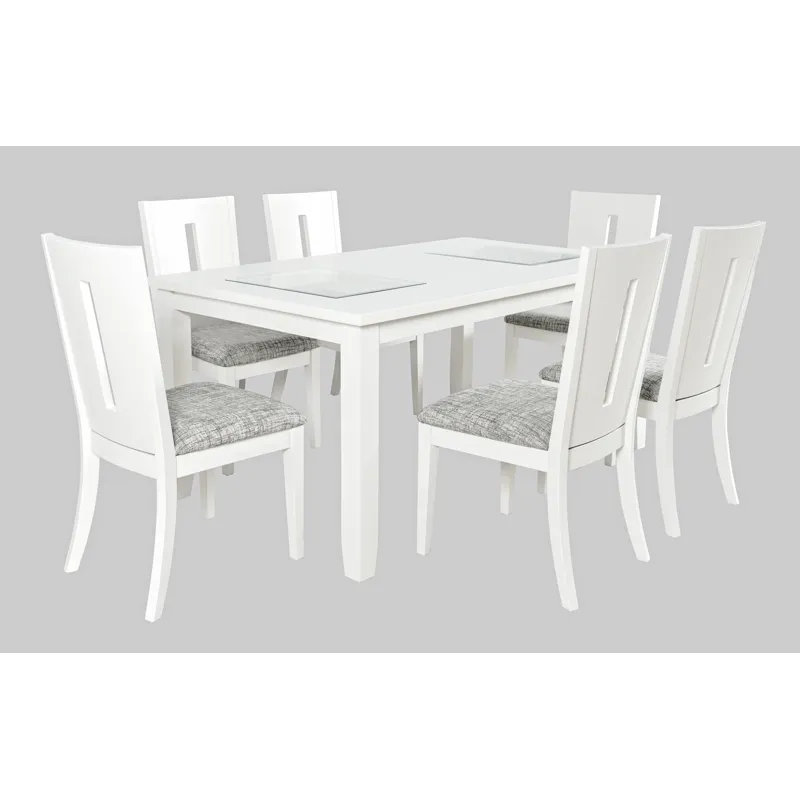 Urban Icon Contemporary 66\" Seven-Piece Dining Set With Upholstered Chairs