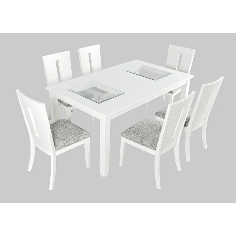 Urban Icon Contemporary 66\" Seven-Piece Dining Set With Upholstered Chairs