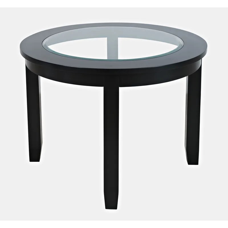 Urban Icon Contemporary 42\" Round Glass Inlay Dining Table