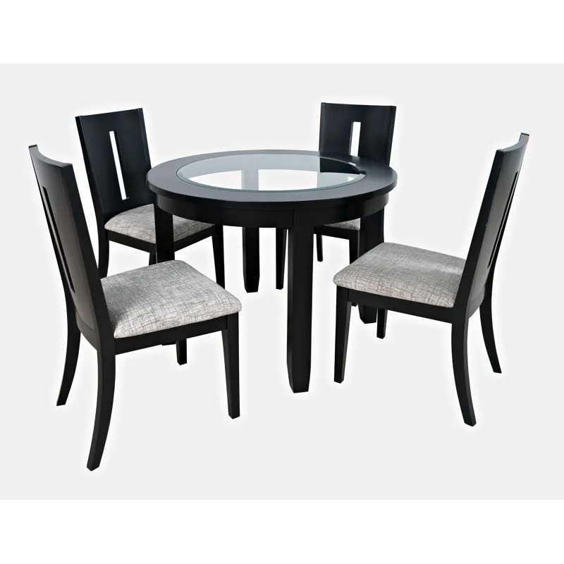 Urban Icon Contemporary 42\" Round Five-Piece Dining Set With Upholstered Chairs