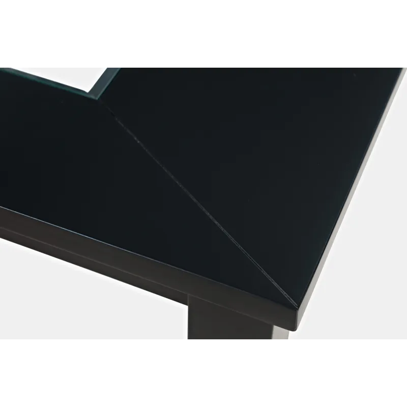 Urban Icon Contemporary 66\" Extension Glass Inlay Dining Table