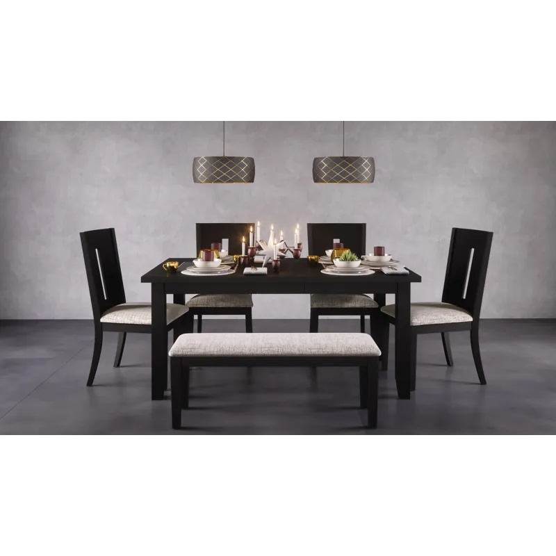 Urban Icon Contemporary 66\" Extension Glass Inlay Dining Table