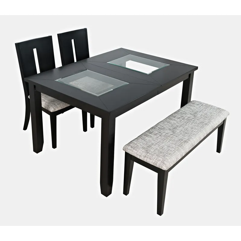 Urban Icon Contemporary 66\" Four-Piece Dining Set With Upholstered Chairs And Bench