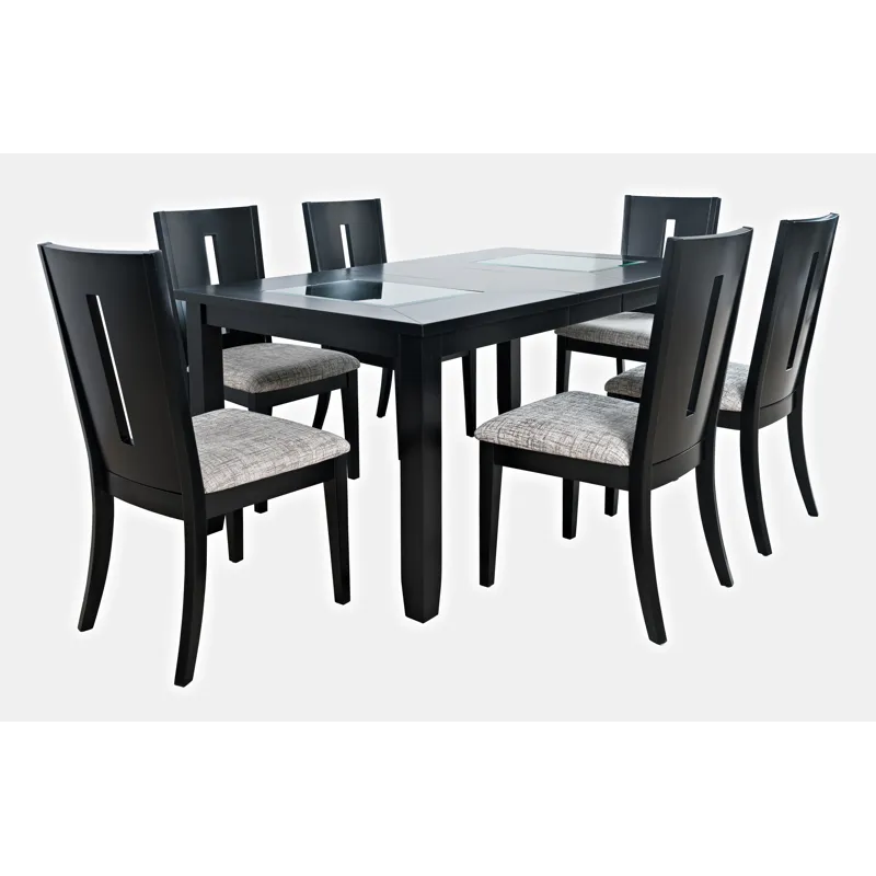 Urban Icon Contemporary 66\" Seven-Piece Dining Set With Upholstered Chairs