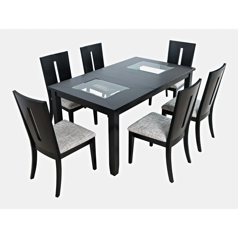 Urban Icon Contemporary 66\" Seven-Piece Dining Set With Upholstered Chairs