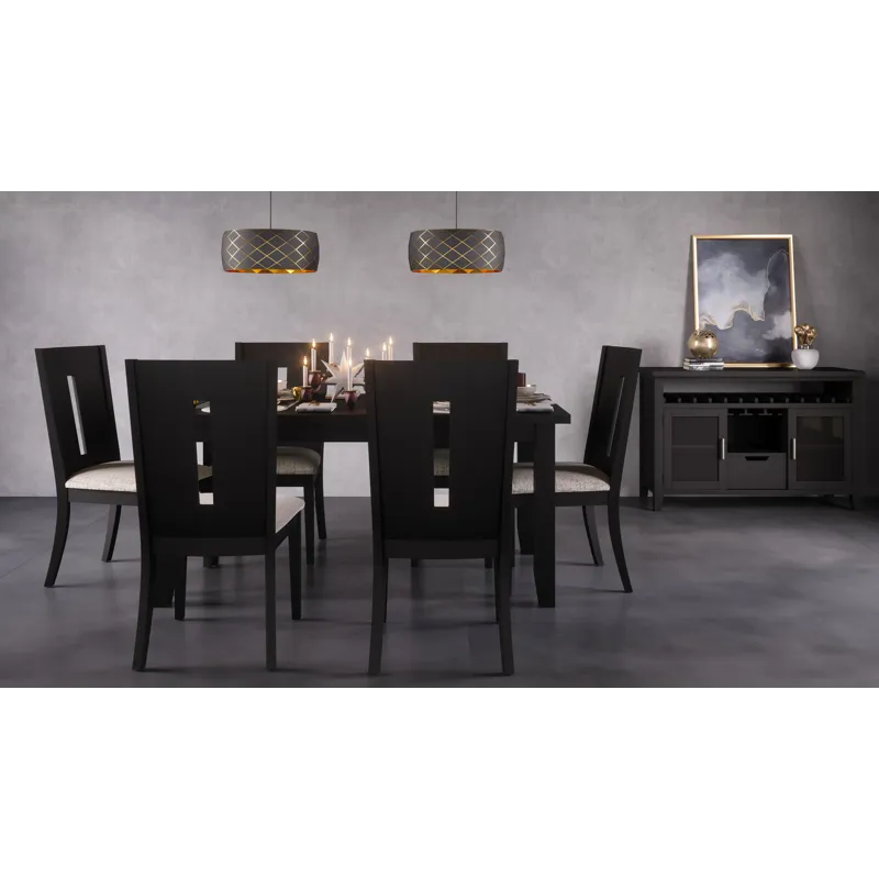 Urban Icon Contemporary 66\" Seven-Piece Dining Set With Upholstered Chairs
