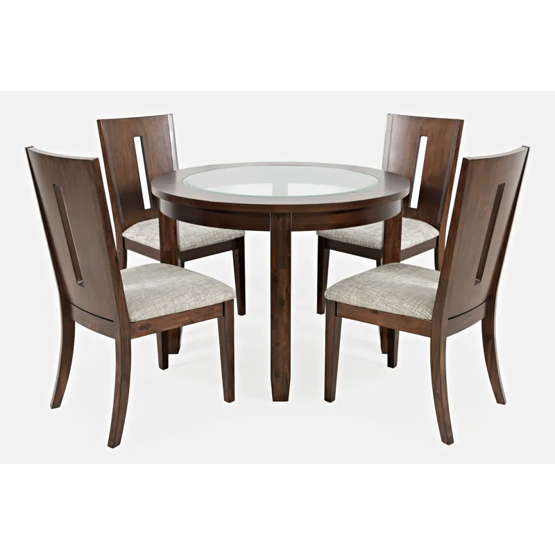 Urban Icon Contemporary 42\" Round Five-Piece Dining Set With Upholstered Chairs