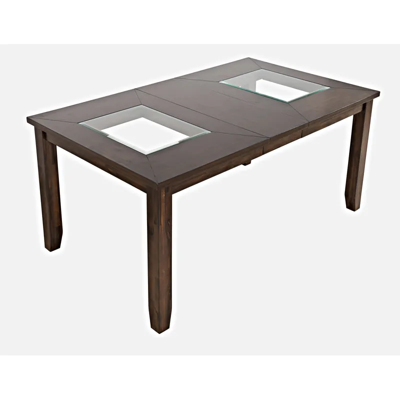 Urban Icon Contemporary 66\" Extension Glass Inlay Dining Table