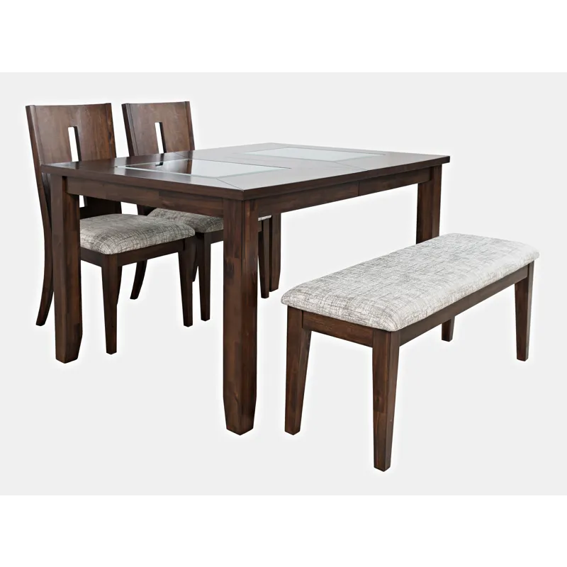 Urban Icon Contemporary 66\" Four-Piece Dining Set With Upholstered Chairs And Bench
