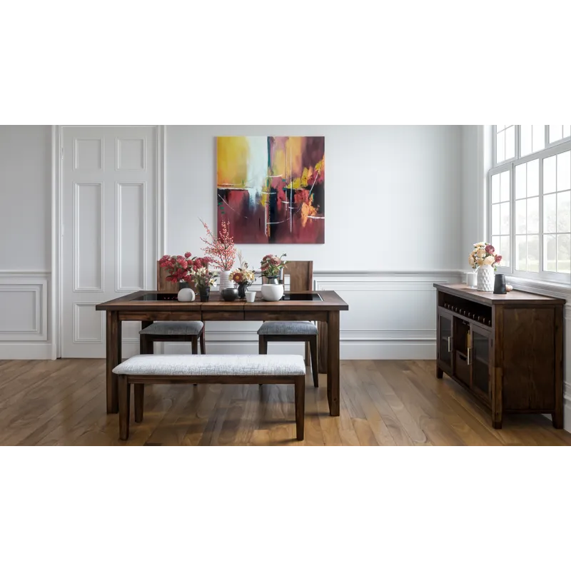 Urban Icon Contemporary 66\" Four-Piece Dining Set With Upholstered Chairs And Bench