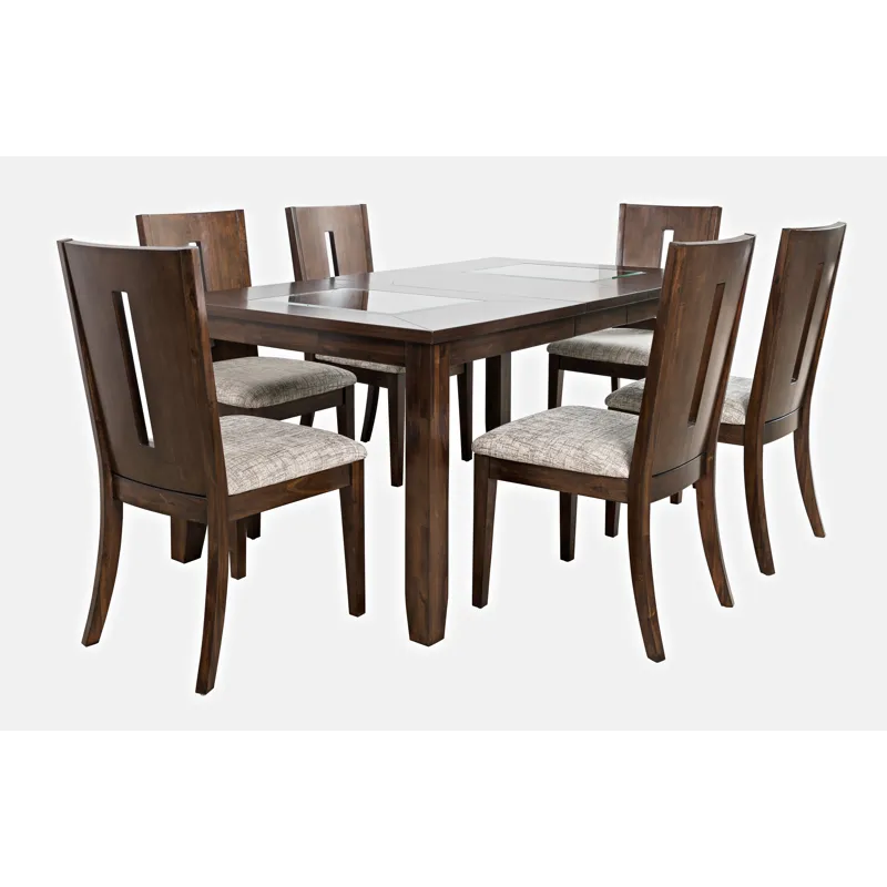 Urban Icon Contemporary 66\" Seven-Piece Dining Set With Upholstered Chairs