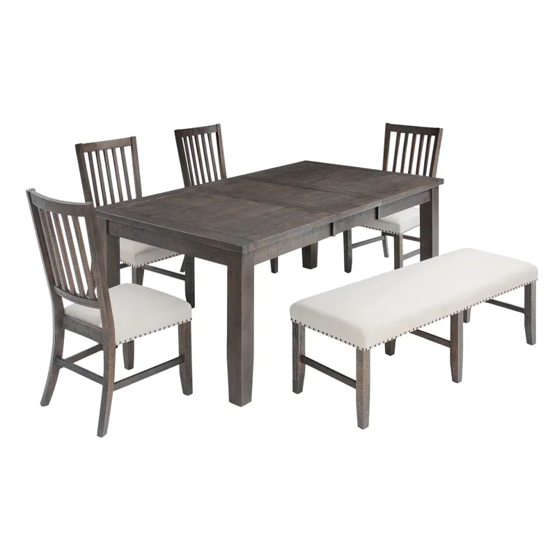 Willow Creek Rustic Distressed 78\" Six-Piece Dining Set With Bench