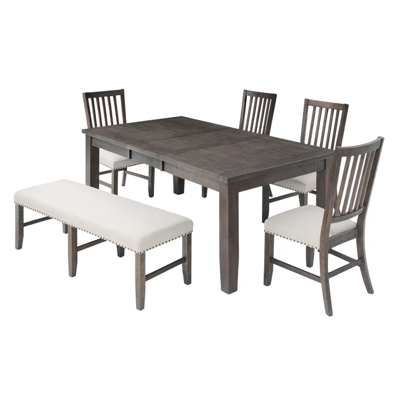 Willow Creek Rustic Distressed 78\" Six-Piece Dining Set With Bench