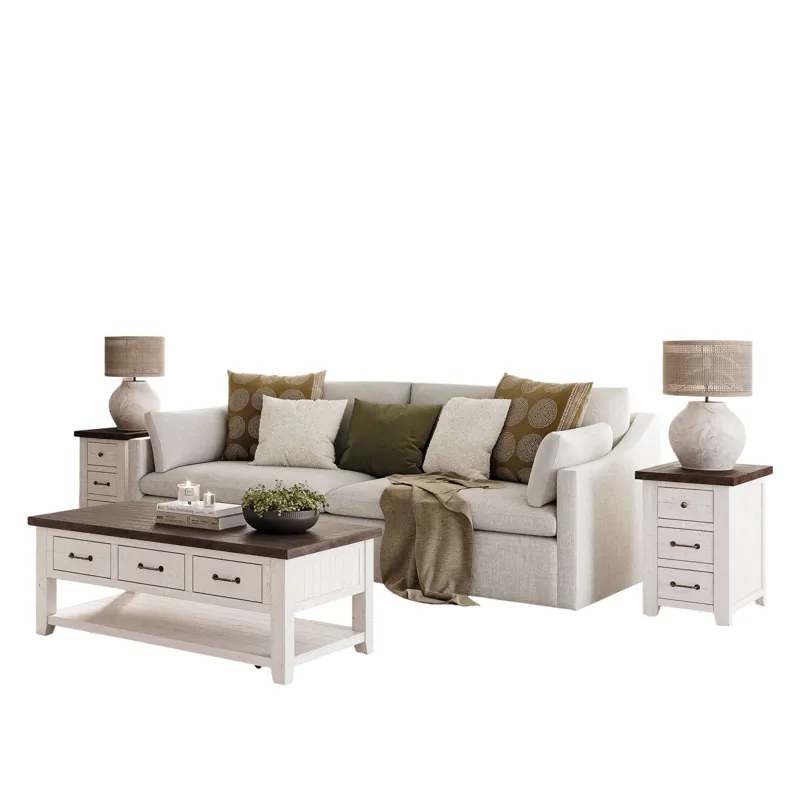 Madison County Modern Farmhouse Three Piece Living Room Coffee And USB Charging End Table Set