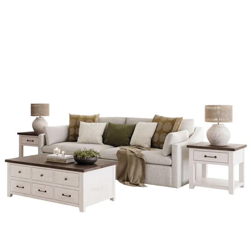 Madison County Modern Farmhouse Three Piece Living Room Lift-Top Coffee And End Table Set