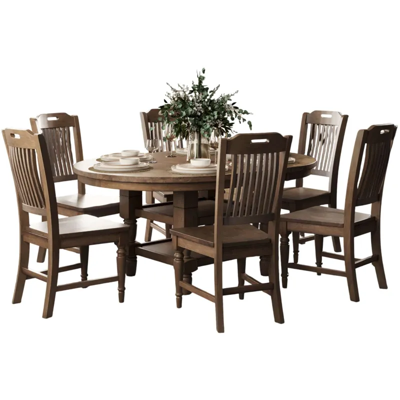 Winchester Classic Farmhouse 7-Piece Oval Dining Set With Extension Table