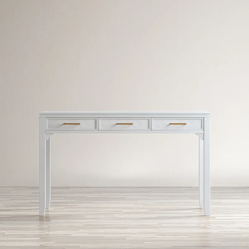 Gramercy Mid-Century Modern Chevron Three Drawer USB Charging Desk