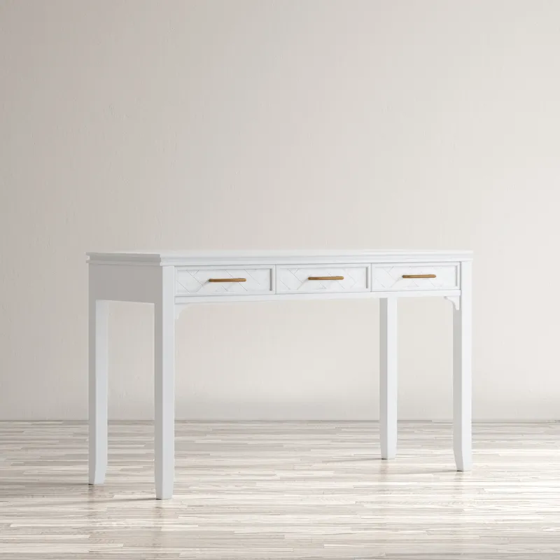 Gramercy Mid-Century Modern Chevron Three Drawer USB Charging Desk