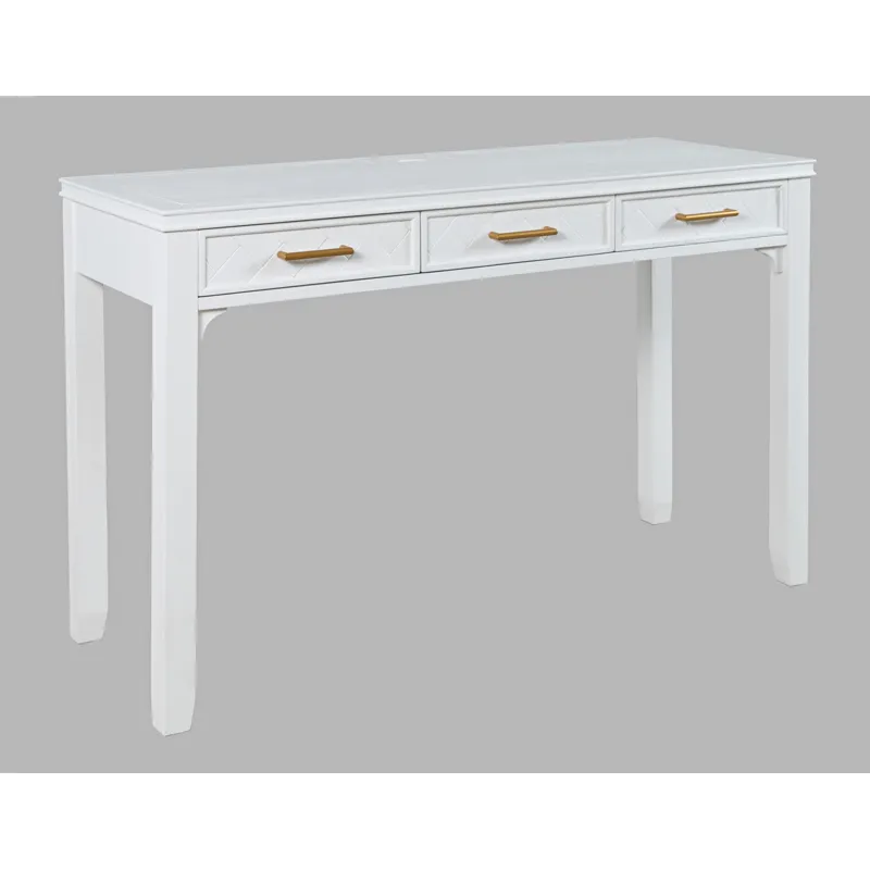 Gramercy Mid-Century Modern Chevron Three Drawer USB Charging Desk