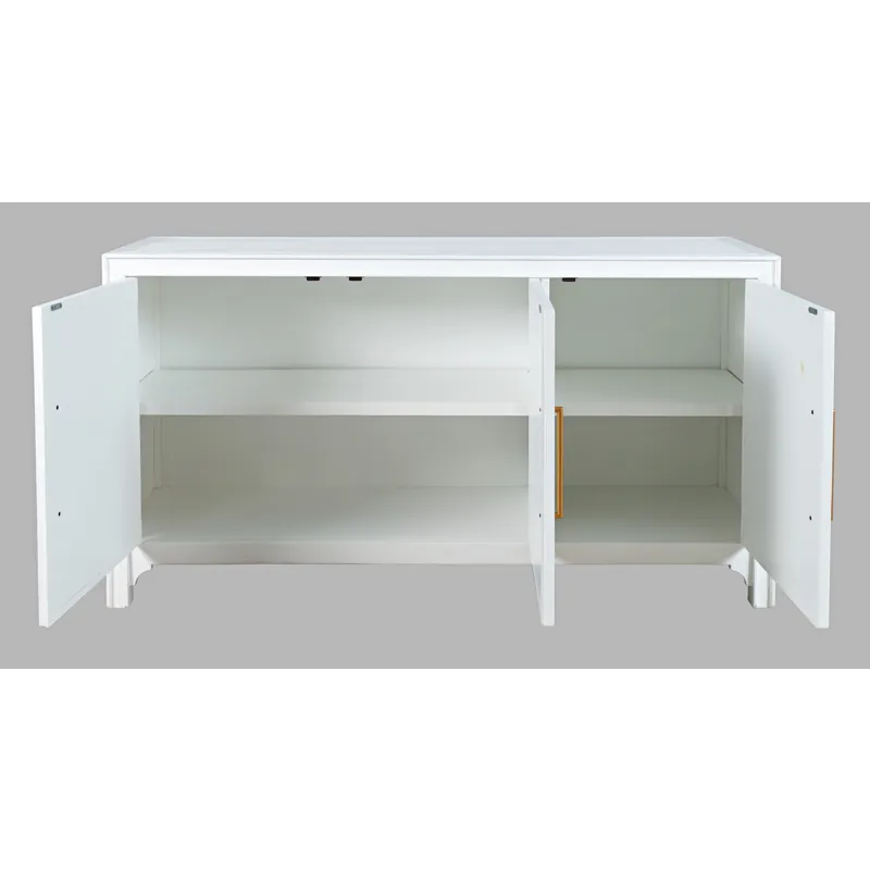 Gramercy Mid-Century Modern Chevron Three Door 60\" Accent Cabinet